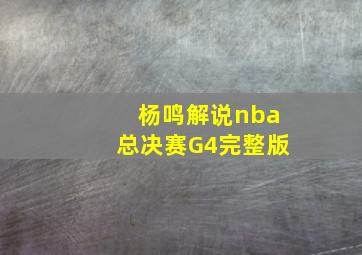 杨鸣解说nba总决赛G4完整版