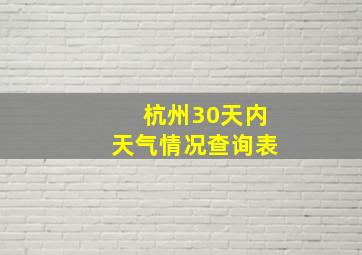 杭州30天内天气情况查询表