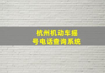 杭州机动车摇号电话查询系统