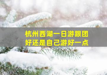 杭州西湖一日游跟团好还是自己游好一点