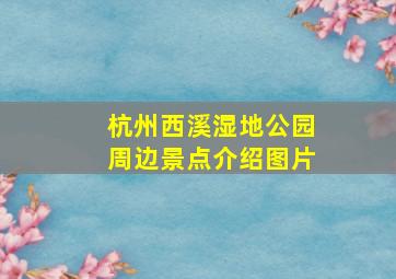 杭州西溪湿地公园周边景点介绍图片