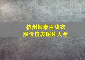 杭州银泰百货衣服价位表图片大全