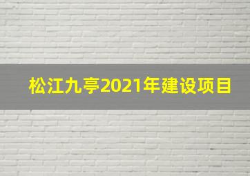 松江九亭2021年建设项目