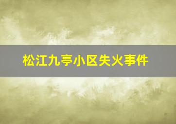 松江九亭小区失火事件