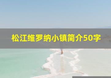 松江维罗纳小镇简介50字