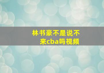 林书豪不是说不来cba吗视频