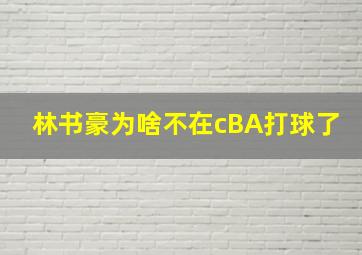 林书豪为啥不在cBA打球了