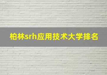 柏林srh应用技术大学排名