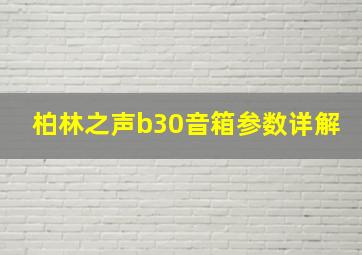 柏林之声b30音箱参数详解