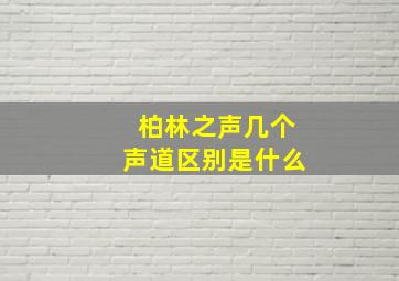 柏林之声几个声道区别是什么