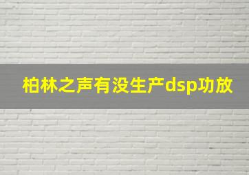 柏林之声有没生产dsp功放