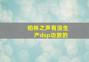 柏林之声有没生产dsp功放的