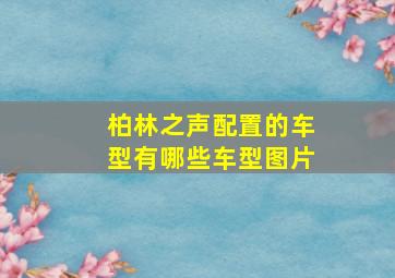 柏林之声配置的车型有哪些车型图片