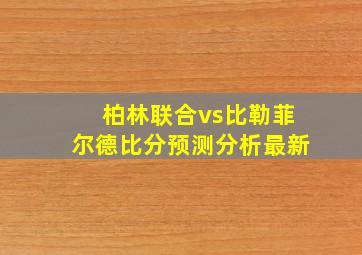 柏林联合vs比勒菲尔德比分预测分析最新