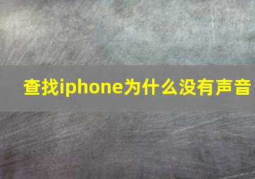 查找iphone为什么没有声音