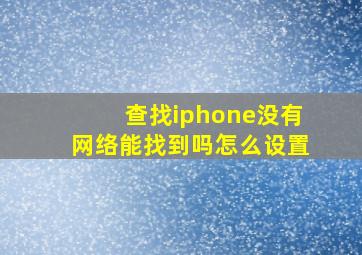 查找iphone没有网络能找到吗怎么设置