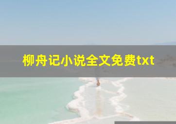 柳舟记小说全文免费txt