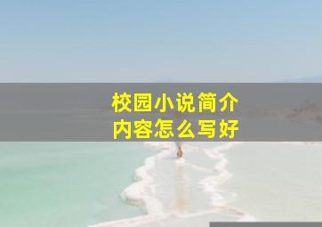 校园小说简介内容怎么写好