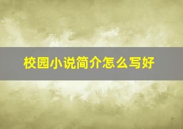 校园小说简介怎么写好