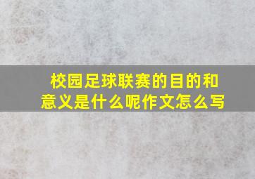 校园足球联赛的目的和意义是什么呢作文怎么写