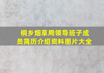 桐乡烟草局领导班子成员简历介绍资料图片大全