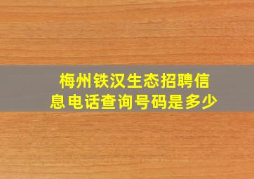 梅州铁汉生态招聘信息电话查询号码是多少