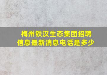 梅州铁汉生态集团招聘信息最新消息电话是多少