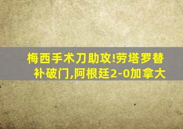 梅西手术刀助攻!劳塔罗替补破门,阿根廷2-0加拿大