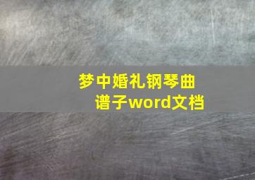 梦中婚礼钢琴曲谱子word文档