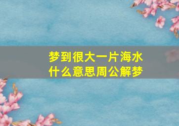 梦到很大一片海水什么意思周公解梦