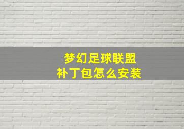 梦幻足球联盟补丁包怎么安装