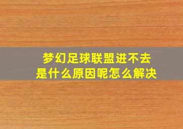 梦幻足球联盟进不去是什么原因呢怎么解决