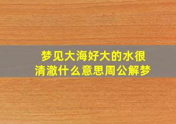 梦见大海好大的水很清澈什么意思周公解梦