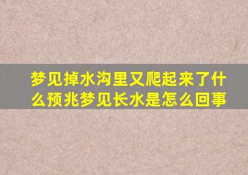 梦见掉水沟里又爬起来了什么预兆梦见长水是怎么回事