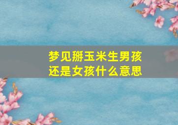 梦见掰玉米生男孩还是女孩什么意思