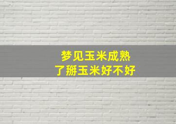 梦见玉米成熟了掰玉米好不好