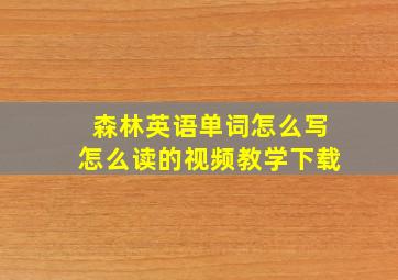 森林英语单词怎么写怎么读的视频教学下载