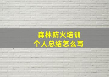 森林防火培训个人总结怎么写