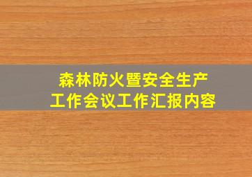 森林防火暨安全生产工作会议工作汇报内容