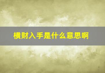 横财入手是什么意思啊