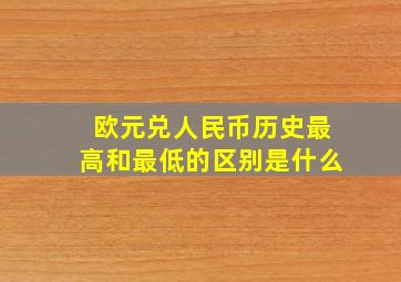 欧元兑人民币历史最高和最低的区别是什么