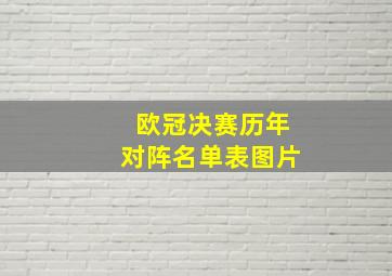 欧冠决赛历年对阵名单表图片