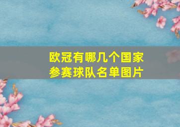 欧冠有哪几个国家参赛球队名单图片