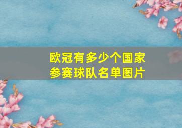 欧冠有多少个国家参赛球队名单图片