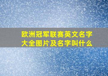 欧洲冠军联赛英文名字大全图片及名字叫什么