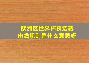 欧洲区世界杯预选赛出线规则是什么意思呀