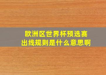 欧洲区世界杯预选赛出线规则是什么意思啊