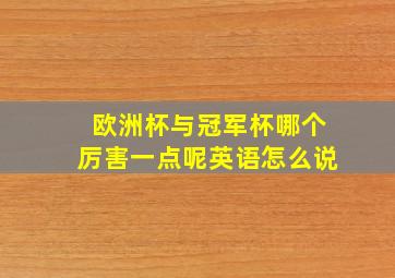 欧洲杯与冠军杯哪个厉害一点呢英语怎么说