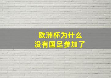 欧洲杯为什么没有国足参加了