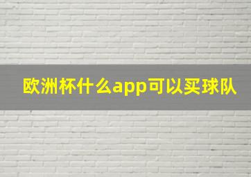 欧洲杯什么app可以买球队